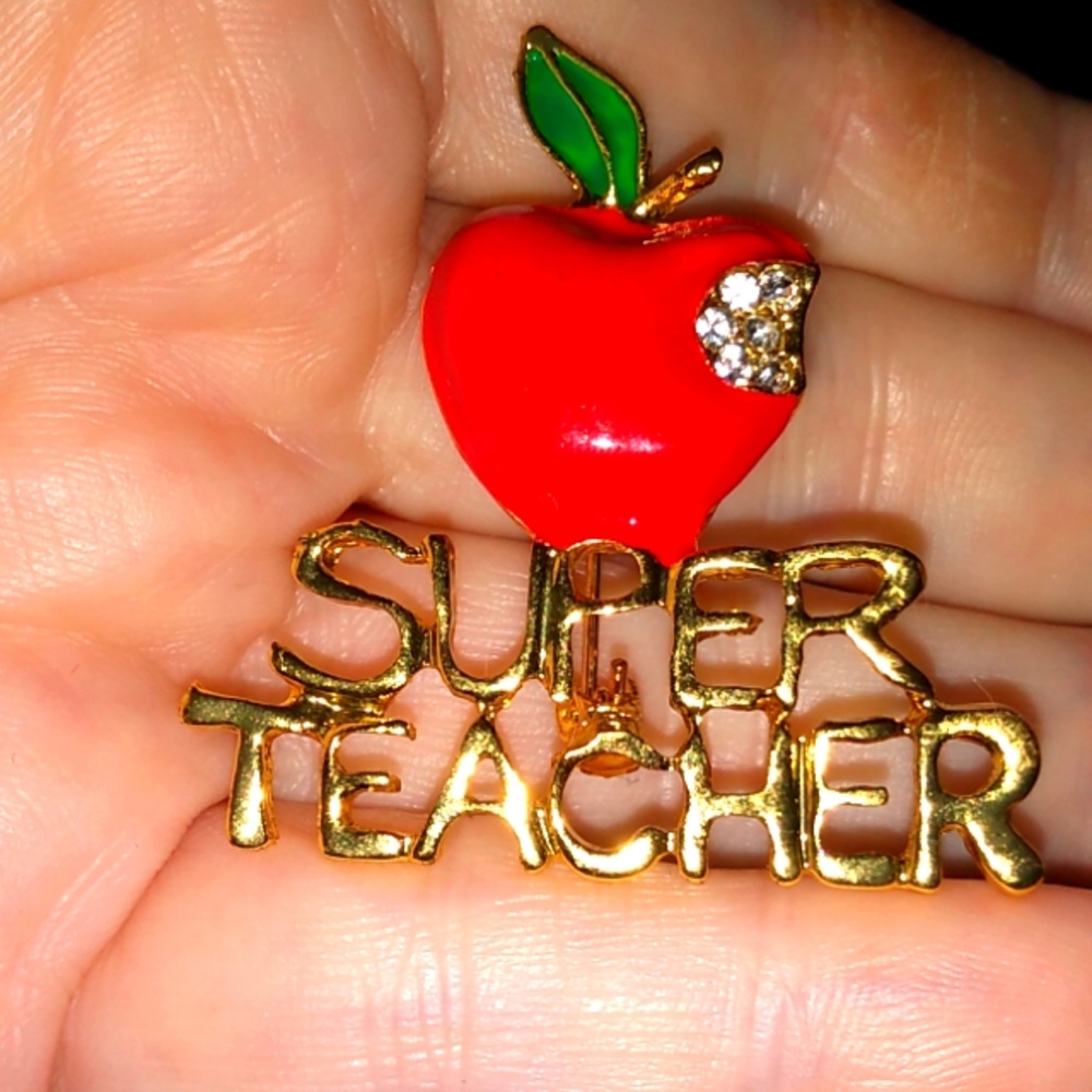 Super Teacher Apple Brooch